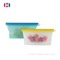 Sac de rangement d'aliments en silicone réutilisable avec fermeture éclair